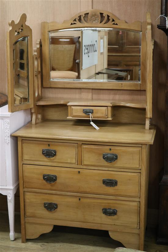 An Edwardioan satin walnut dressing chest W.91cm